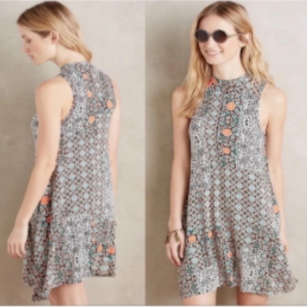 Maeve by Anthropologie  Lilt Swing Asymmetrical Floral Print Mini Dress Size S
